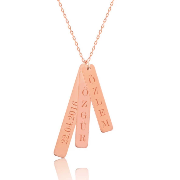 Gümüş Rose İsimlik Çubuk Plaka Kolye ürün görseli 1