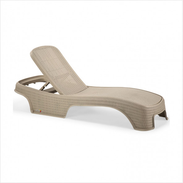 Kahverengi Sert Plastik Hasır Motifli Kademeli Havuz Deniz Bahçe Sahil Şezlong Şezlongu Yatak Yatağı - 2