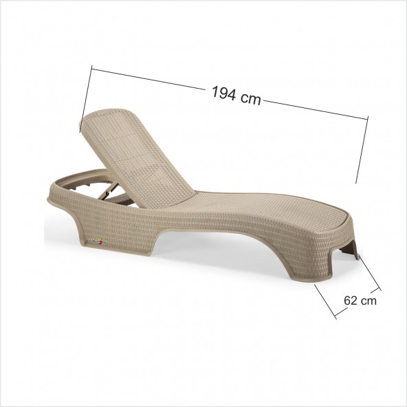 Kahverengi Sert Plastik Hasır Motifli Kademeli Havuz Deniz Bahçe Sahil Şezlong Şezlongu Yatak Yatağı - 4