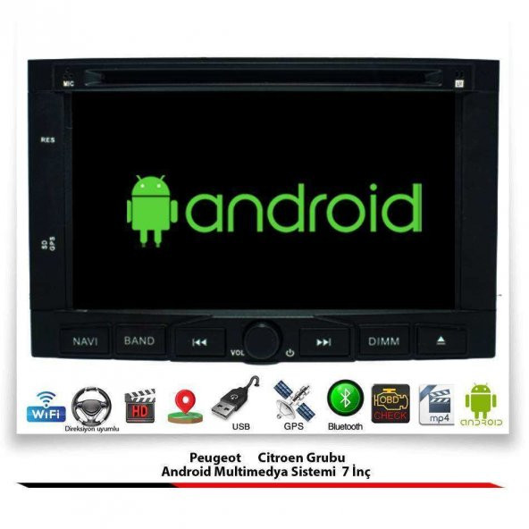 Peugeot Partner Android Multimedya Sistemi 7 İnç (2008-2019) 2 GB Ram 16 GB Hafıza 4 Çekirdek Navigatör - 2