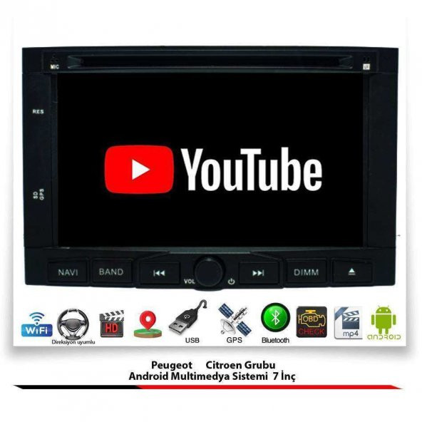 Peugeot Partner Android Multimedya Sistemi 7 İnç (2008-2019) 2 GB Ram 16 GB Hafıza 4 Çekirdek Navigatör - 3