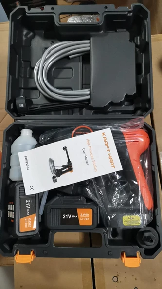 Kraft Hart Çift Akülü Şarjlı Yüksek Basınçlı Oto Araba Bahçe Yıkama Sulama ve Temizleme Tabancası Makinesi - Resim 8