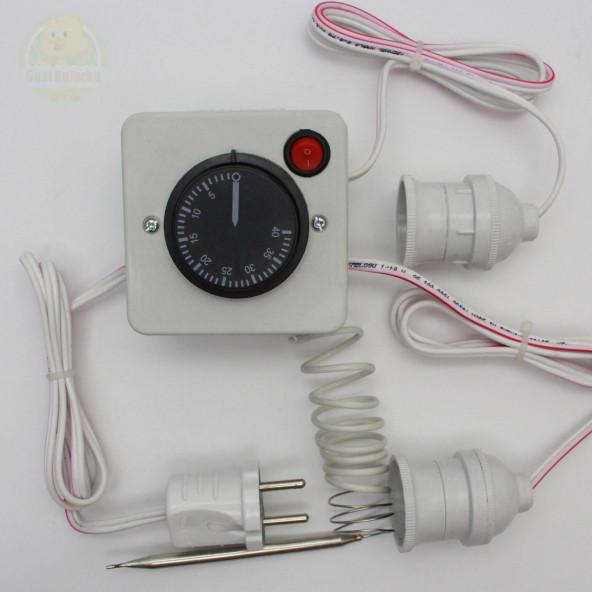 Termostat Kontrollü Düğmeli Yanan 1 Lamba 1 Sarkan Duyu Çıkışlı Seti Hayvan Güvercin Isıtma Sistemi