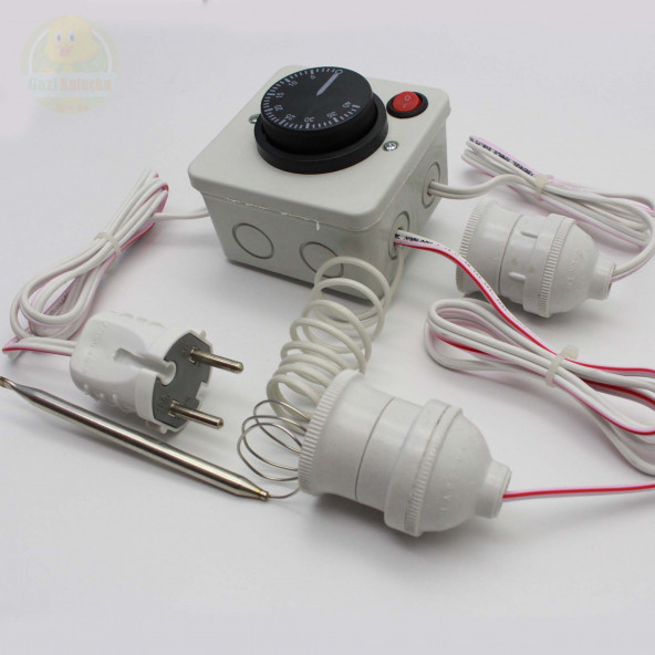 Termostat Kontrollü Düğmeli Yanan 1 Lamba 1 Sarkan Duyu Çıkışlı Seti Hayvan Güvercin Isıtma Sistemi - 2