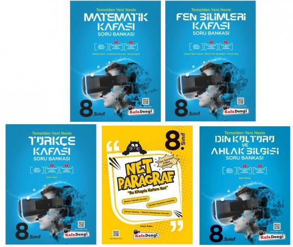 Kafadengi 8. Sınıf Lgs Matematik + Türkçe + Fen + Paragraf + Din Kafası Soru Seti 5 Kitap 2023