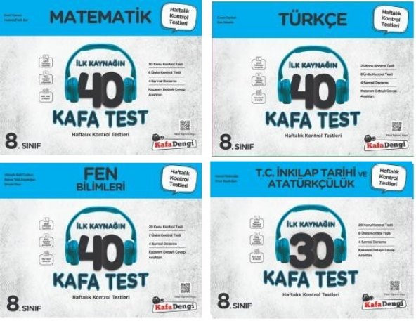 Kafadengi 2024 8. Sınıf Lgs Matematik + Türkçe +Fen + İnkılap Kafa Test Seti 4 Kitap