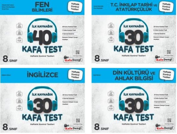 Kafadengi 2024 8. Sınıf Lgs Fen + İngilizce + İnkılap + Din Kafa Test Seti 4 Kitap ürün görseli