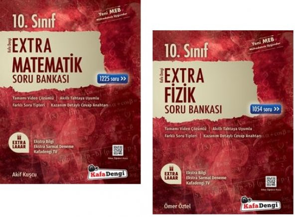 Kafadengi 10. Sınıf Matematik + Fizik Extra Soru Bankası Seti 2 Kitap 2023