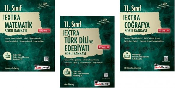 Kafadengi 11. Sınıf Matematik + Edebiyat + Coğrafya Extra Soru Seti 3 Kitap 2023 ürün görseli