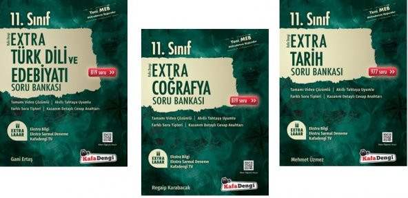 Kafadengi 11. Sınıf Edebiyat + Tarih + Coğrafya Extra Soru Seti 3 Kitap 2023 ürün görseli