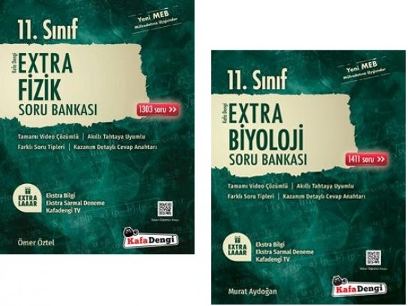 Kafadengi 11. Sınıf Fizik + Biyoloji Extra Soru Bankası Seti 2 Kitap 2023 ürün görseli