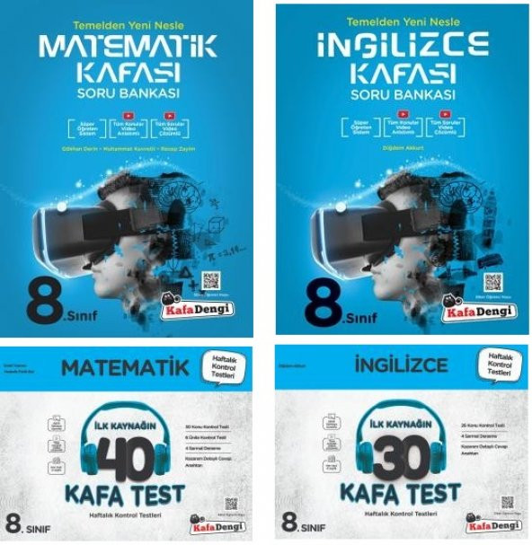 Kafadengi 8. Sınıf Lgs Matematik + İngilizce Kafa Soru + Test Seti 4 Kitap 2023