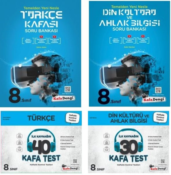 Kafadengi 8. Sınıf Lgs Türkçe + Din Kültürü Kafa Soru + Test Seti 4 Kitap 2023