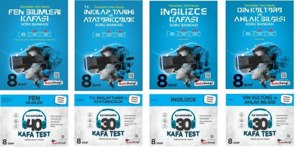 Kafadengi 2024 8. Sınıf Lgs Fen + İngilizce + İnkılap + Din Kafa Soru + Test Seti 8 Kitap ürün görseli
