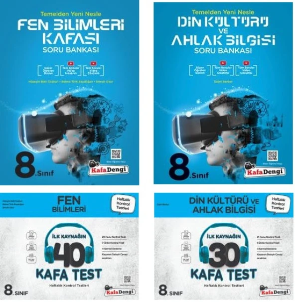 Kafadengi 2024 8. Sınıf Lgs Fen Bilimleri + Din Kültürü Kafa Soru + Test Seti 4 Kitap ürün görseli