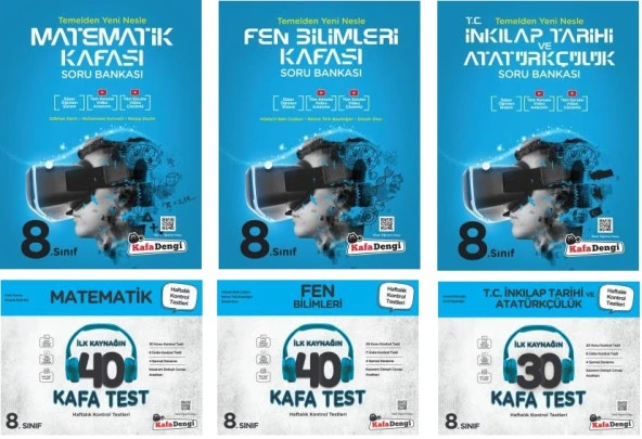 Kafadengi 2024 8. Sınıf Lgs Matematik + Fen + İnkılap Kafa Soru + Test Seti 6 Kitap ürün görseli