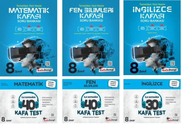 Kafadengi 2024 8. Sınıf Lgs Matematik + Fen + İngilizce Kafa Soru + Test Seti 6 Kitap