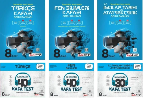 Kafadengi 2024 8. Sınıf Lgs Fen + Türkçe + İnkılap Kafa Soru + Test Seti 6 Kitap ürün görseli