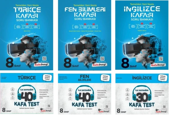 Kafadengi 2024 8. Sınıf Lgs Fen + Türkçe + İngilizce Kafa Soru + Test Seti 6 Kitap