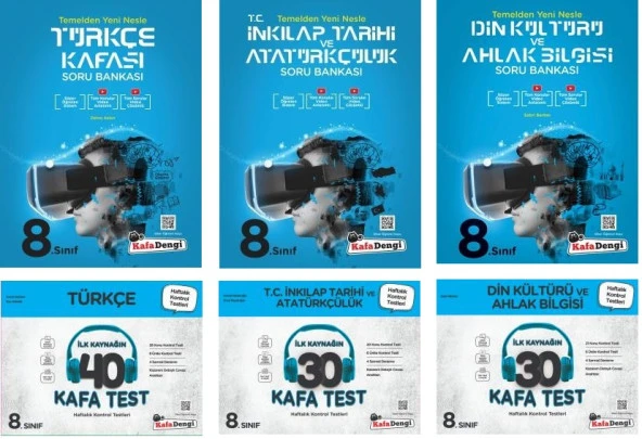Kafadengi 2024 8. Sınıf Lgs Türkçe + Din + İnkılap Kafa Soru + Test Seti 6 Kitap ürün görseli 1