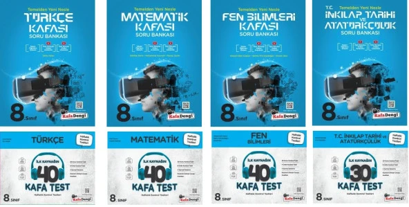 Kafadengi 2024 8. Sınıf Lgs Matematik + Türkçe + Fen + İnkılap Kafa Soru + Test Seti 8 Kitap ürün görseli