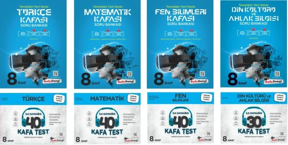 Kafadengi 2024 8. Sınıf Lgs Matematik + Türkçe + Fen + Din Kafa Soru + Test Seti 8 Kitap