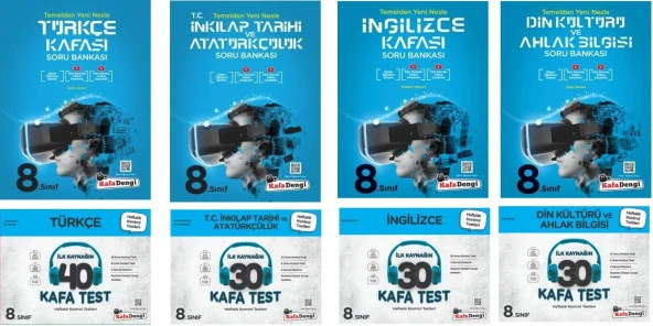 Kafadengi 2024 8. Sınıf Lgs Türkçe + İngilizce + İnkılap + Din Kafa Soru + Test Seti 8 Kitap ürün görseli