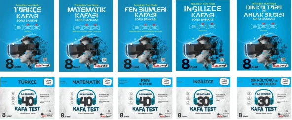 Kafadengi 2024 8. Sınıf Lgs Matematik + Türkçe + Fen + İngilizce + Din Kafa Soru + Test Seti 10 Kitap