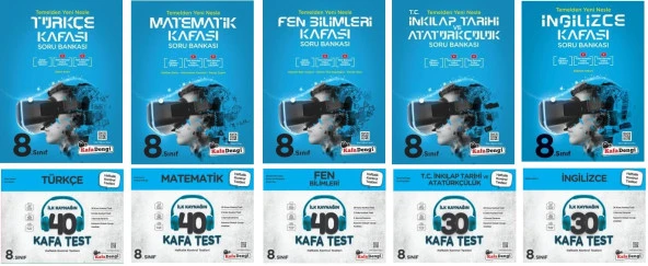 Kafadengi 2024 8. Sınıf Lgs Matematik + Türkçe + Fen + İngilizce + İnkılap Kafa Soru + Test Seti 10 Kitap ürün görseli