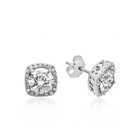 Gümüş Kare Montür Pırlanta Modeli Küpe - Resim 2