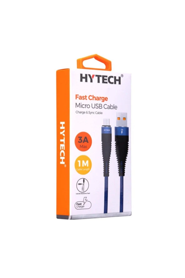 Hytech 3 Amper Micro Usb 1 Metre Lacivert Data Sarj Kablosu