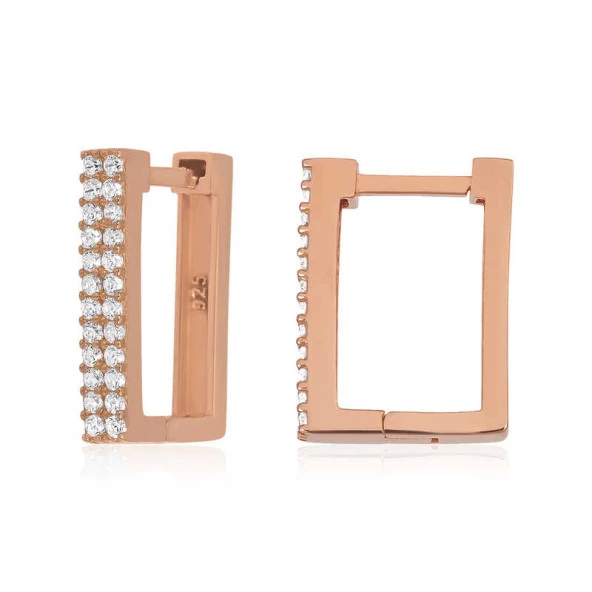 Gümüş Beyaz Taşlı Kare Küpe ürün görseli 1