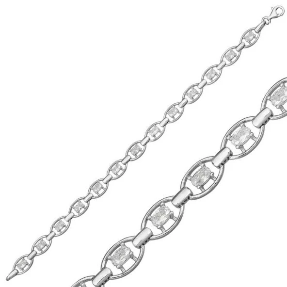 Gümüş Oval Su Yolu Bayan Bileklik ürün görseli 1