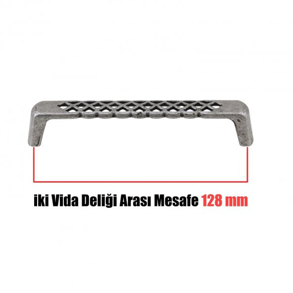 Kulp Antik Gümüş Dolap Çekmece Kulp 128 mm (VİDA DAHİL) - 4