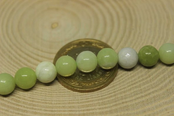 Peridot (Zebercet) Taşı Yeşil-Beyaz Alacalı Dizi 8mm (23115) - Resim 2