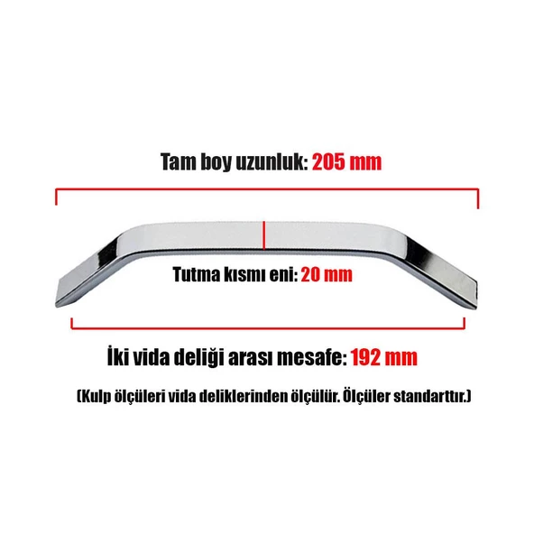 Soma Çekmece Dolap Kapak Kulpu Kulbu 192 Mm Parlak Metal Kulp - 3