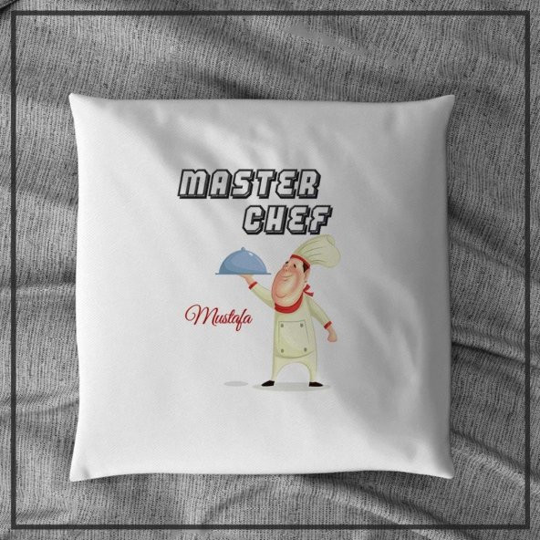 Master Chef Mustafa Tasarımlı Kişiye Özel Baskılı Yastık