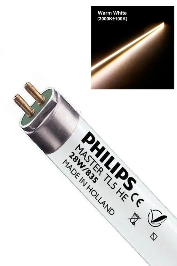 Philips Master HE 28W/835 T5 Floresan Ampul Sarı 3500K 116,32 cm