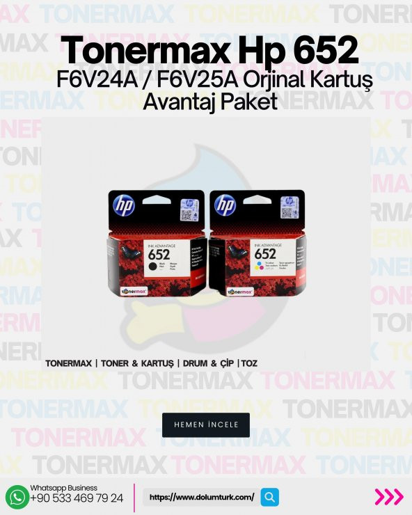 Hp Deskjet Ink Advantage 3785 Orjinal Kartuş Takımı / Hp 652 Siyah ve Renkli Kartuş Takımı