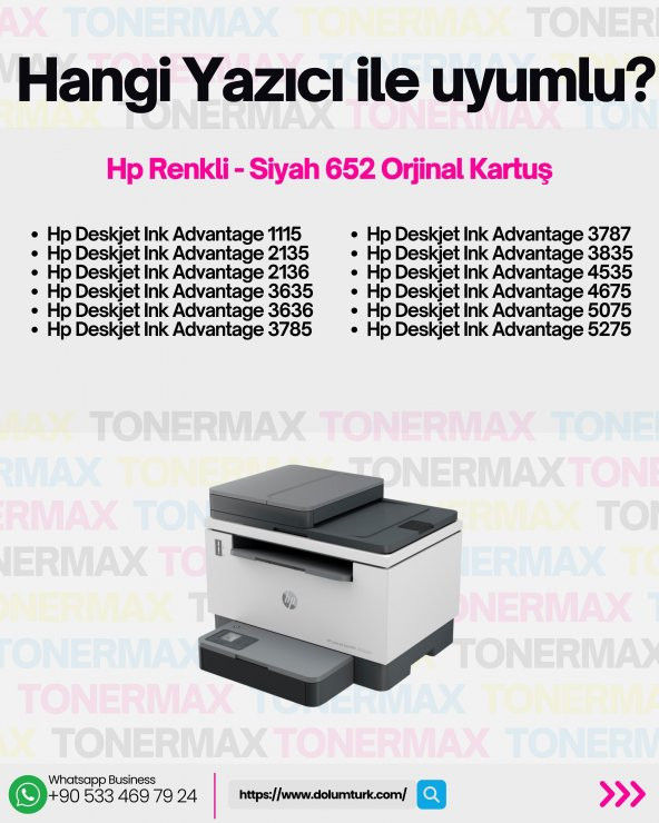 Hp Deskjet Ink Advantage 5275 Orjinal Kartuş Takımı / Hp 652 Siyah ve Renkli Kartuş Takımı - 2