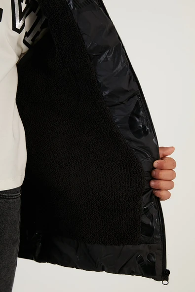 Life For Moda Erkek Çocuk Kamuflaj Desenli Fermuar Cepli Tüylü Kapüşonlu Şişme Mont Kaban - 11