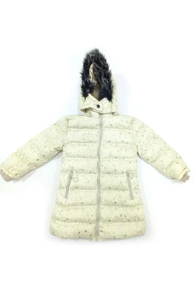 Life For Moda Kız Çocuk Desenli Fermuar Cepli Tüylü Kapüşonlu Şişme Mont Kaban 7022 - 10