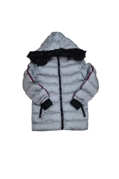 Life For Moda Erkek Çocuk Şerit Detaylı Fermuar Cepli Tüylü Kapüşonlu Şişme Mont Kaban 4001 - 12