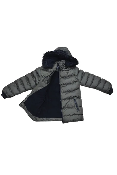 Life For Moda Erkek Çocuk Şerit Detaylı Fermuar Cepli Tüylü Kapüşonlu Şişme Mont Kaban 4001 - 3