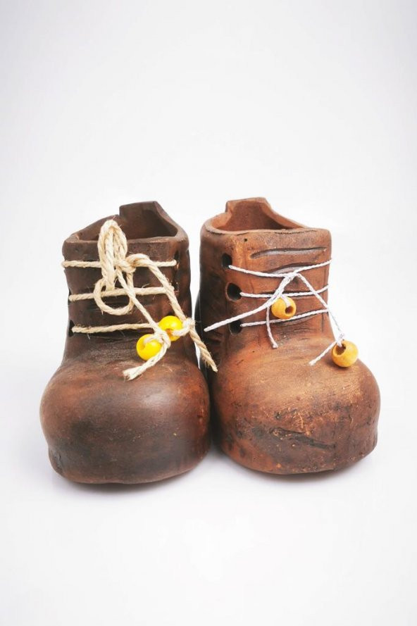 2li El Yapımı Toprak Kalemlik Kabı Ayakkabı Model