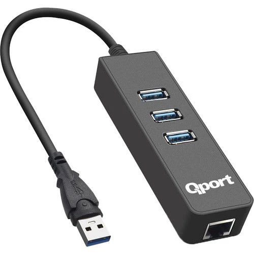 QPORT Q-U3G 3xUSB 3.0 ÇOKLAYICI + GIGABIT ETHERNET ADAPTOR