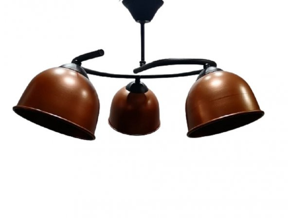 MYLİGHTS  BAKIR  ÜÇLÜ METAL AVİZE  RUSTİK VİNTAGE AVİZE - 2