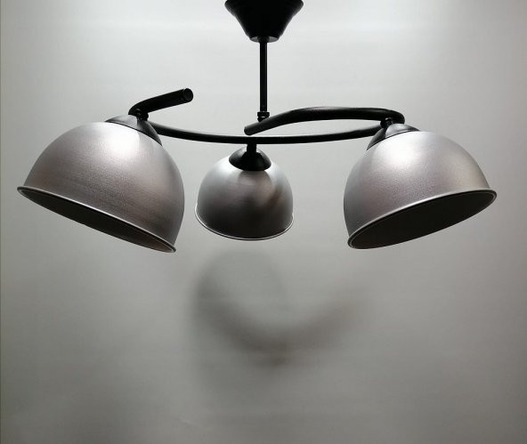 MYLİGHTS  GRİ BAŞLIKLI METAL AVİZE  ÜÇLÜ AVİZE - 1