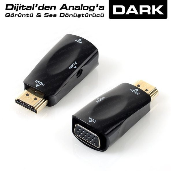 DARK HDMI - VGA ve SES Aktif Dijital-Analog Dönüştürücüsü DK-HD-AHDMIXVGA2