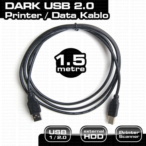 DARK USB 2.0 1.5m Printer ve Data Kablosu (B-Tip) DK-CB-USB2PRNL150